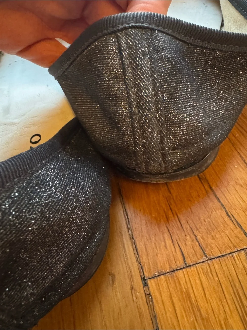 Repetto Cendrillon Black Glitter Ballet Flats with Bow Accent